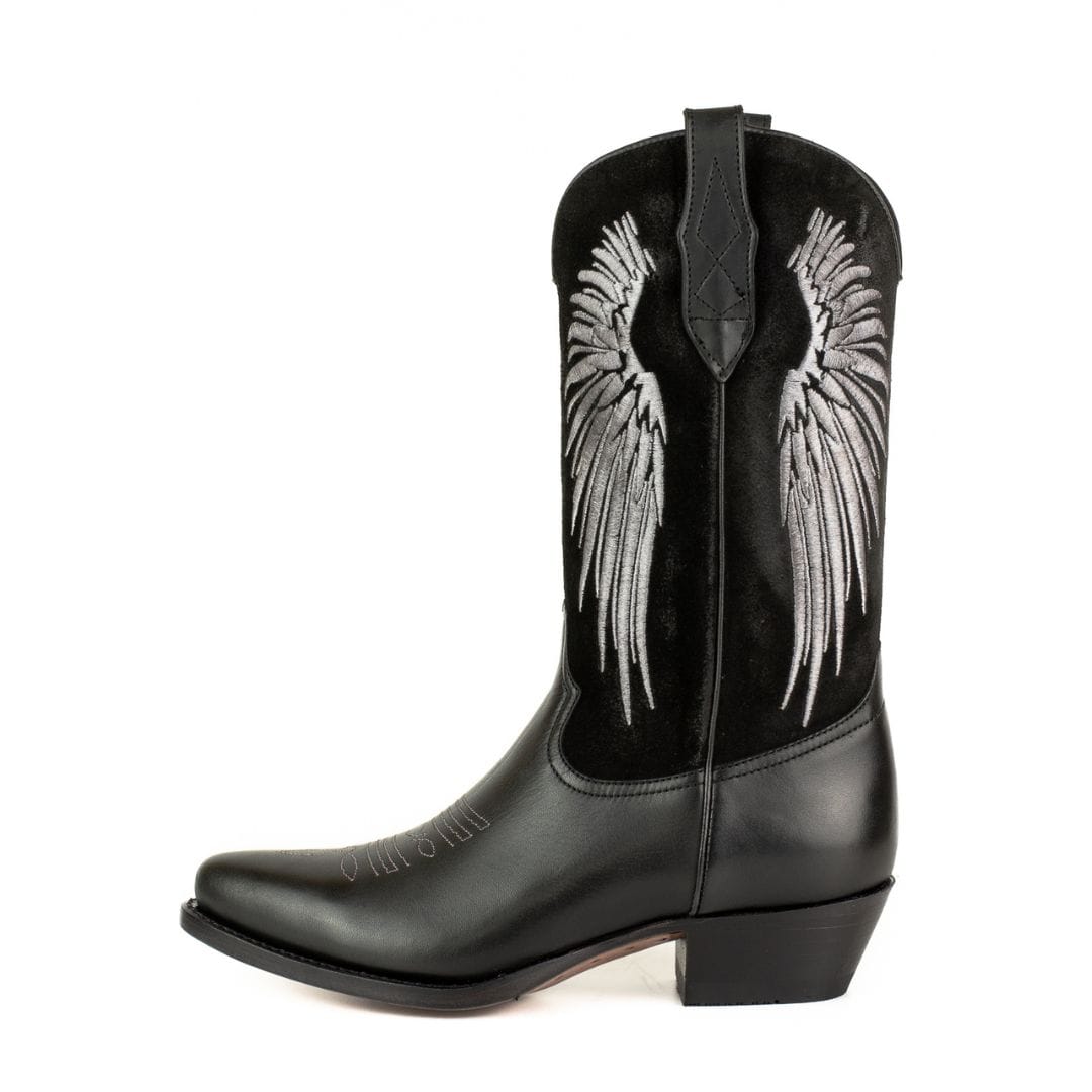 El Gat Amb Botes - Platja D'aro - Shop Online - Botas - Mayura 2666 Wings Napa Negra Afelpado Negro Perfil