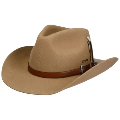 Chapeau Cowboy Paille Stetson River Run, Marron, Taille S, Avec Sangle