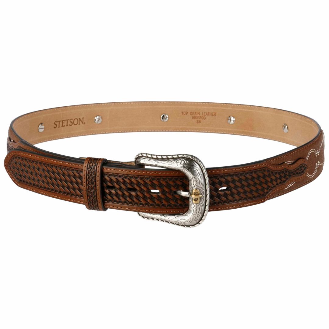 El-Gat-Amb-Botes-Platja-Daro-Shop-Online-Complementos-Cinturones-y-Carteras-Stetson-Pebble-Basket-Weave-Leather-Belt