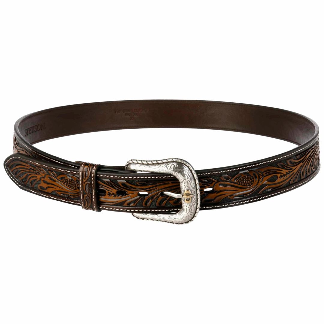 El-Gat-Amb-Botes-Platja-Daro-Shop-Online-Complementos-Cinturones-y-Carteras-Stetson-Tooled-Leather-Belt-Black