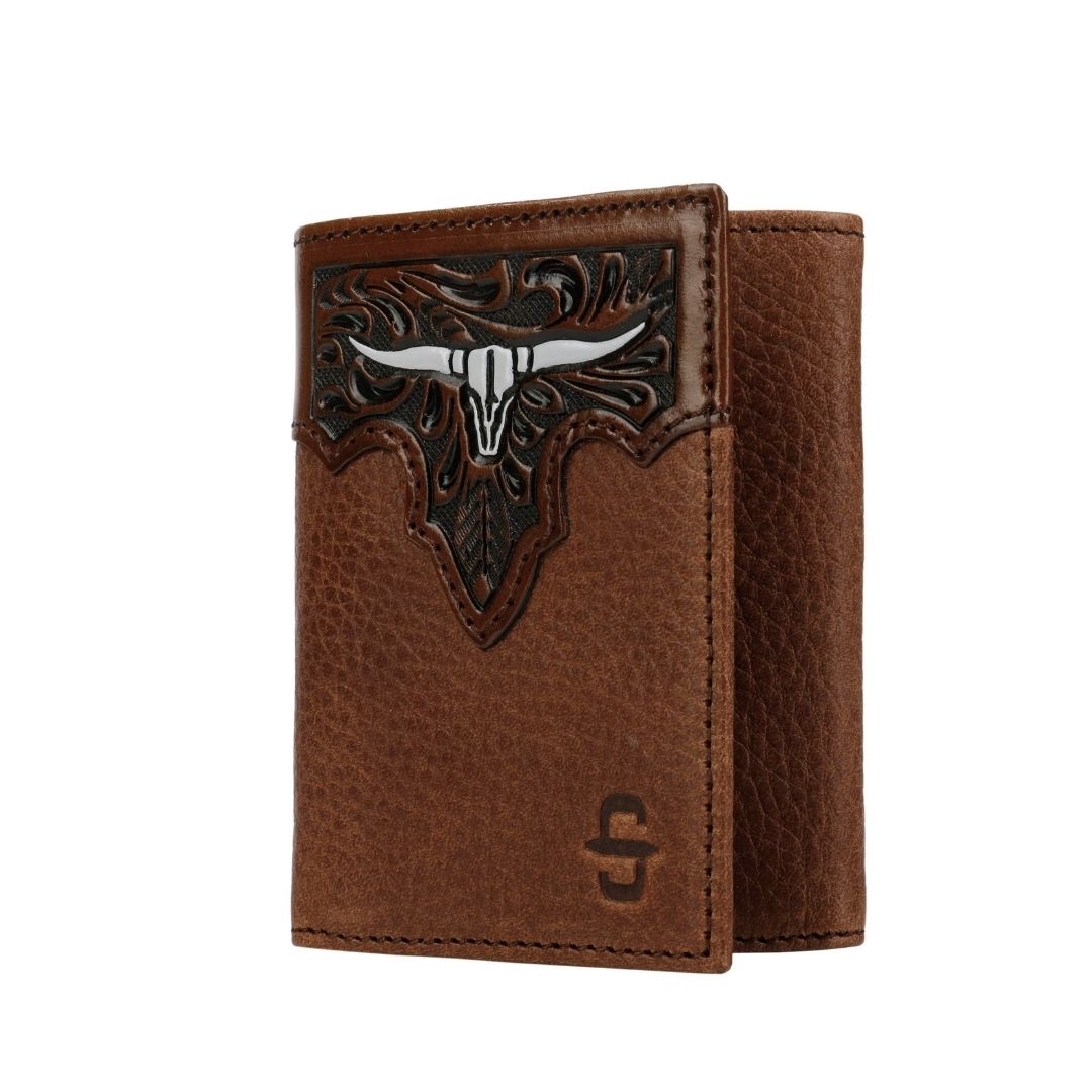 El-Gat-Amb-Botes-Platja-Daro-Shop-Online-Complementos-Cinturones-y-Carteras-Stetson-9797306-Steer-Head-Leather-Tri-Fold-Wallet