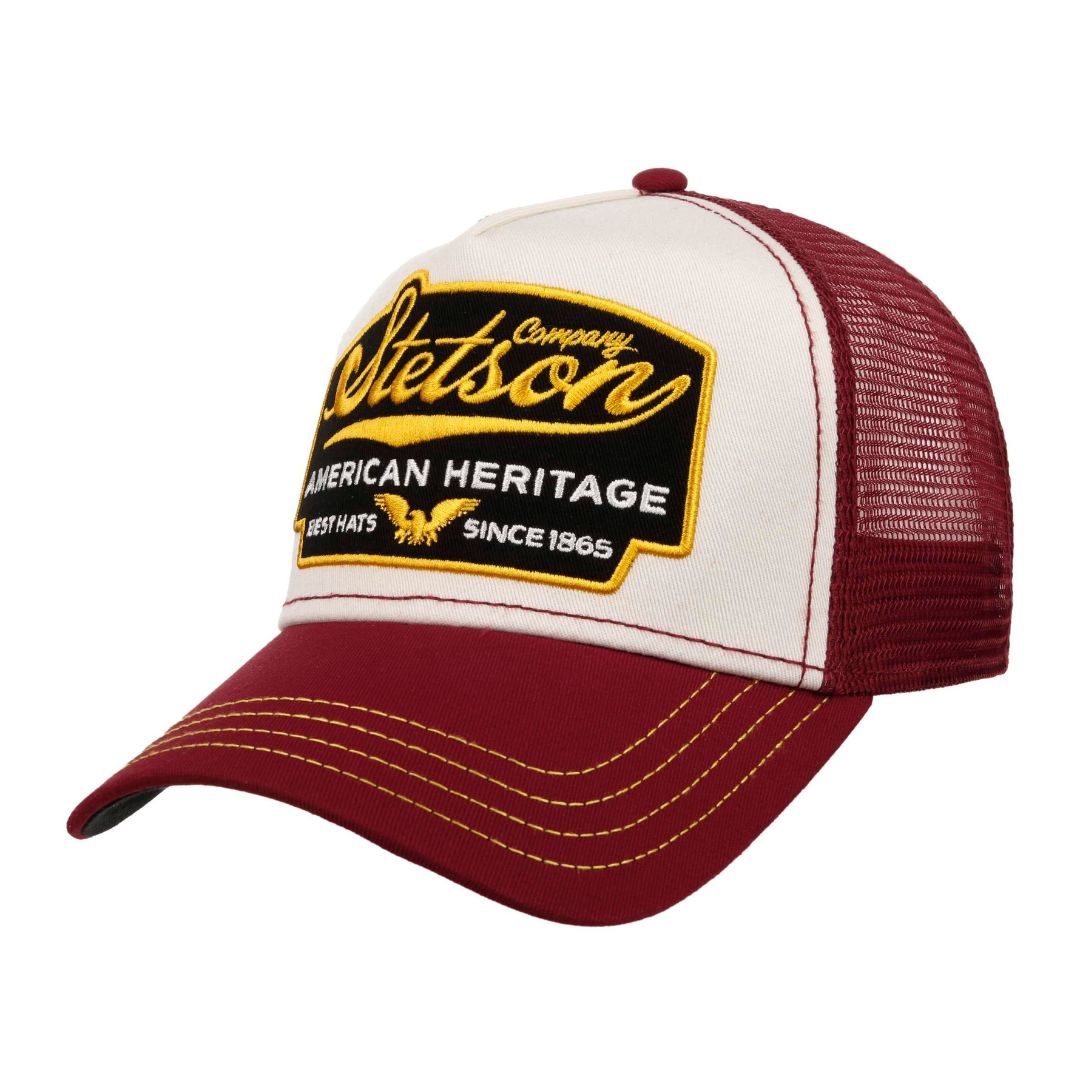 El-Gat-Amb-Botes-Platja-Daro-Shop-Online-Complementos-Bandanas-y-Gorras-Stetson-American-Heritage-Trucker-Red